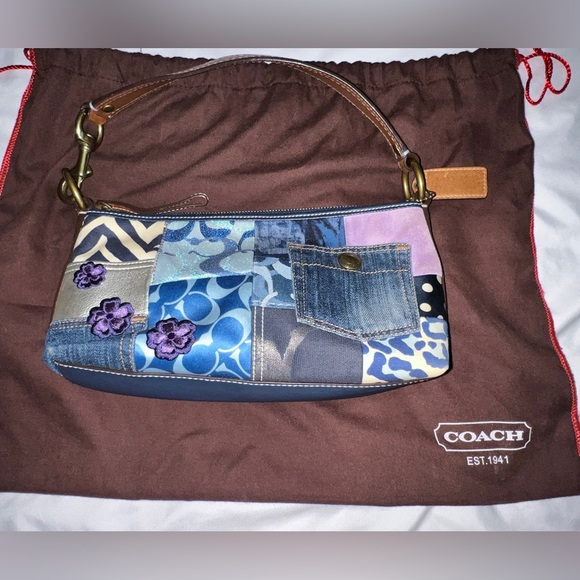 Vintage Y2K denim patchwork Coach small shoulder bag. - Picture 1 of 5